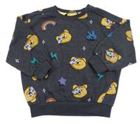 Tmavomodrá melírovaná oversize mikina s Pudseym George