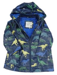 Tmavomodrá nepromokavá jarná bunda s dinosaurami a kapucňou Primark