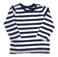 Tmavomodro-bílé pruhované triko H&M
