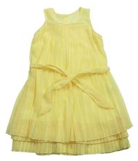 Žlté plisované šifónové šaty s opaskom C&A