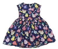Tmaovmodro-farebné plátenné šaty s ovociem M&S