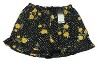 Čierno-žlté kvetované ľahké kraťasy Primark