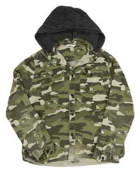 Khaki army košilová bunda s teplákovou kapucí M&S