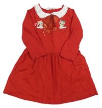 Červené bavlnené šaty s mačkami H&M