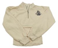 Smotanová crop mikina s výšivkou a všitým topem River Island