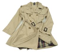 Béžový šusťákový jarní kabát s kapsami a páskem Zara