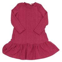 Tmavorůžové žebrované úpletové šaty 