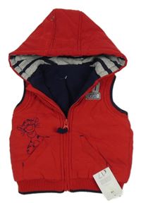 Nové - červená šusťáková zateplená vesta s kapucí George