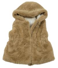 Béžová kožušinová podšitá vesta s kapucňou Primark