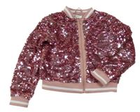 Růžová flitrová podšitá bunda H&M