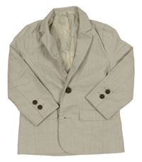 Sivo-smotanové melírované ľanové sako Next