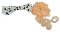2 set - biela čelenka s koníky + oranžová tylová gumička do vlasů s 3D květem