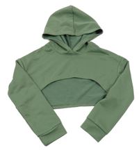Tmavozelená crop mikina s kapucňou