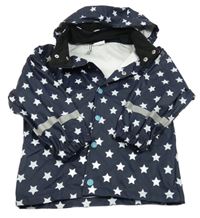 Tmavomodrá nepromokavá bunda s hvězdičkami a kapucí 