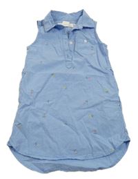 Svetlomodré šaty s kvítky a golierikom H&M