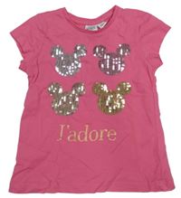 Růžové tričko s Minnie z flitrů Disney