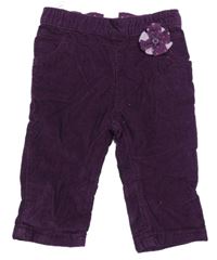 Nové - fialové podšité manšestráky s květem C&A