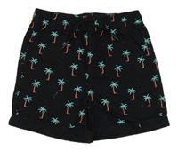 Černé plátěné kraťasy s palmami Primark