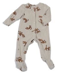Světlebéžový sametový overal s leopardy H&M