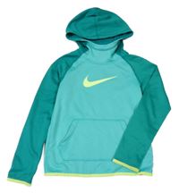 Zelená športová funkčná mikina s logom a kapucňou Nike