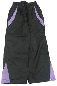 Čierno-fialové šušťákové vodeodolné nohavice