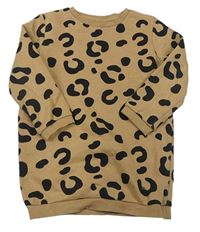 Hnedé teplákové šaty s leopardím vzorom F&F