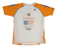 Bílo-oranžové sportovní tričko s nápisy 