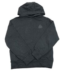 Tmavošedá melírovaná mikina s potiskem a kapucí Matalan