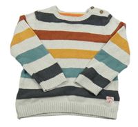 Svetlošedá -farebný pruhovaný sveter F&F
