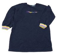 Tmavomodré melírované teplákové šaty s nápisem Tu