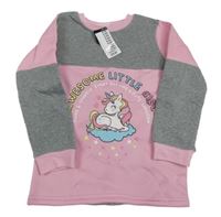 Nové - Sivo-ružová mikina s jednorožcom