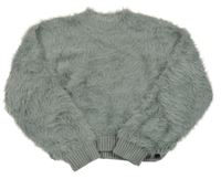 Sivý chlpatý crop sveter Zara