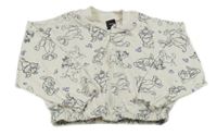 Smotanová crop prepínaci mikina so zvieratkami Sinsay