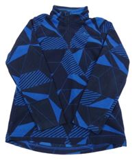 Tmavomodrá vzorovaná fleecová funkčná mikina Quechua