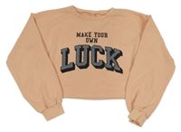 Ružová crop mikina s nápisom