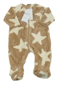 Nové - Béžový plyšový overal s hvězdami Next