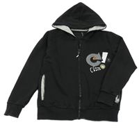 Čierna prepínaci mikina s nápismi a kapucňou