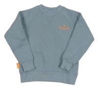 Světlešedomodrá mikina s nápisom