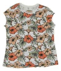 Bielo-zeleno-ružové kvetované tričko Pepperts