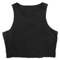 Černý žebrovaný crop top 