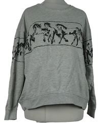 Dámská šedá crop mikina s koníky H&M