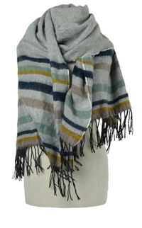 Dámska sivá pruhovaná šál s strapcemi Primark