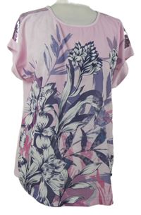 Dámská světlerůžová květovaná halenka s flitry Bonmarché 