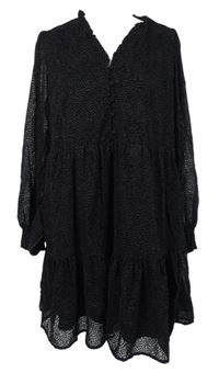 Dámské černo-růžové puntíkované šifonové šaty Gallery 