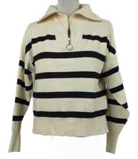 Dámský béžovo-černý pruhovaný svetr Vero Moda 