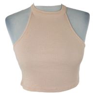 Dámský světlerůžový žebrovaný crop top Select 