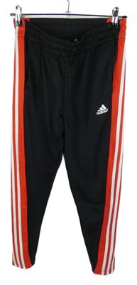 Dámske čierno-červené športové tepláky s pruhmi Adidas