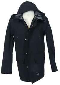 Pánsky čierny šušťákový outdoorový jesenný kabát s kapucňou Adapt