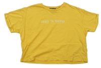 Žlté crop tričko s nápisom New Look
