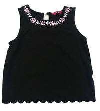 Čierny crop top s korálkami Yd.